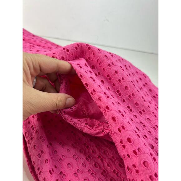 Crown and Ivy 10 Women's Pink Eyelet Removable Straps Fully Lined Cotton Dress - Picture 6 of 11